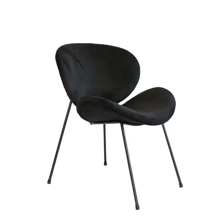 Shell Shape Velvet Fabric Accent stóll með málmfótum